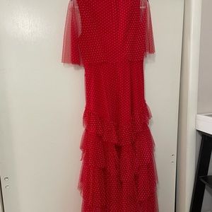 Bcbg polka dot high low gown 10